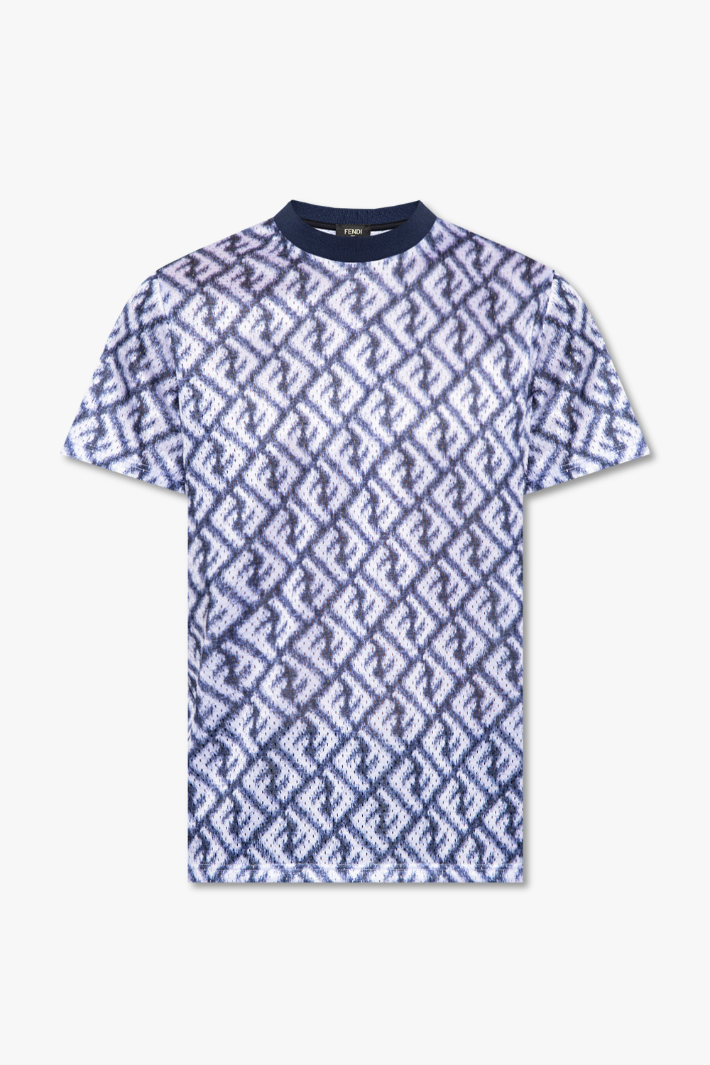 T shirt unisex per bambini in cotone bianco con logo Force fendi patchwork blu sul davanti shirt with monogram Force fendi SchaferandweinerShops AG Navy blue T